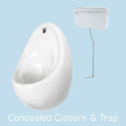 1 Urinal Set - Concealed Trap, Flushpipes & Cistern 